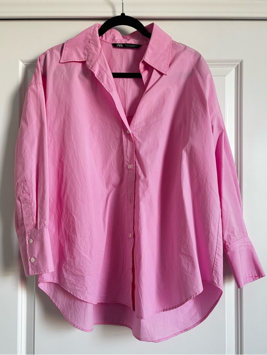 Zara Tops - Zara Bright Pink Cotton Button-Up Shirt size small